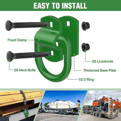 Eapele 1/2" Heavy Duty Bolt-On Forged D Ring Tie-Down Anchors, 12000Lbs Break Strength Anchor Hooks for Trailer Truck Cargo Tie Downs (Pack of 4) in Kuwait