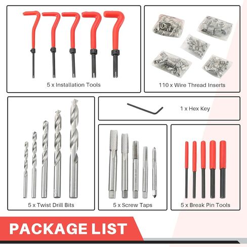 DASBET 131pcs Metric Thread Repair Tool Kit | HSS Drill Helicoil Repair Kit Metric M5 M6 M8 M10 M12 in Saudi Arabia