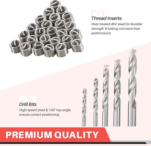 DASBET 131pcs Metric Thread Repair Tool Kit | HSS Drill Helicoil Repair Kit Metric M5 M6 M8 M10 M12 in Saudi Arabia