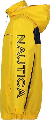Nautica Boys' Lightweight Anchor Jacket with Stowable Hood, Sport Navy/Yellow, 14-16 in Saudi Arabia
