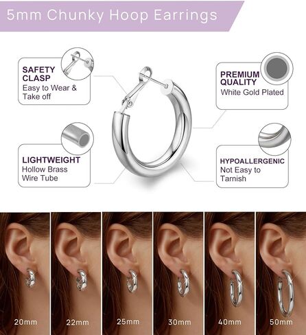 wowshow Chunky Thick Gold Tube Hoops Earrings for Women in Kuwait