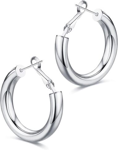 wowshow Chunky Thick Gold Tube Hoops Earrings for Women in Kuwait