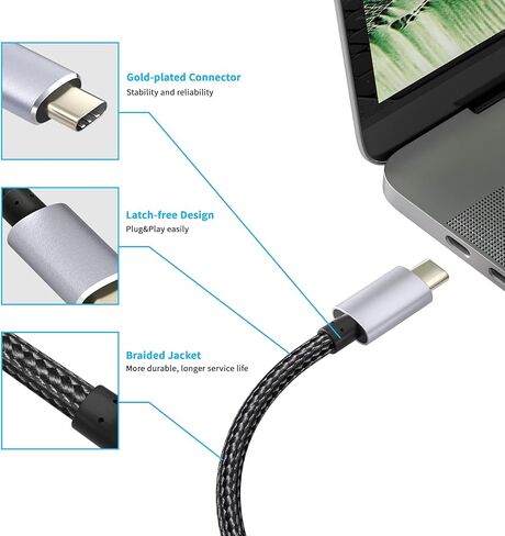 BolAAzuL USB-C to Displayport Adapter Cable Short 1.2m/4ft, Braided USB Type C to DP 1.2 Converter Video Cord, 4K@60Hz 2K@165Hz 2K@144Hz for MacBook Pro Laptop Projector TV PC in Saudi Arabia