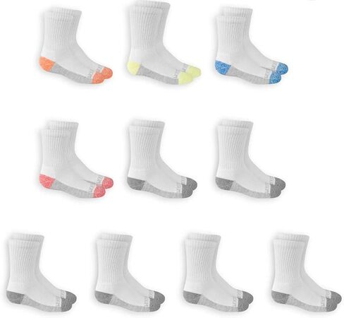 Fruit of the Loom Boy's Little Half Cushion Socks, White Assort 2, 9-2.5 in Saudi Arabia