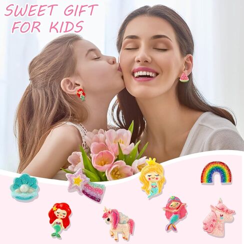 Kids Clip On Earrings for Girls 32 Pairs Hypoallergenic Clips Earrings for Girls Toy Earrings Princess Play Jewelry Party Favor in Saudi Arabia