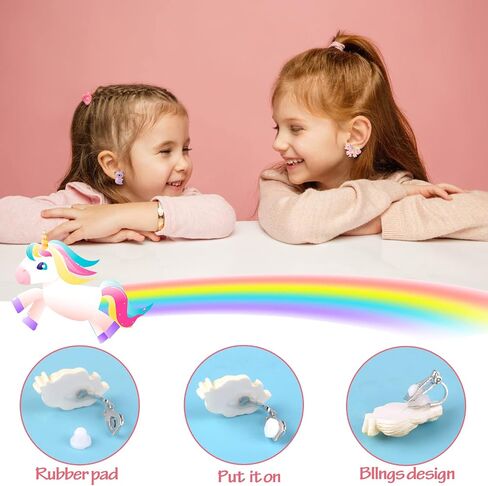 Kids Clip On Earrings for Girls 32 Pairs Hypoallergenic Clips Earrings for Girls Toy Earrings Princess Play Jewelry Party Favor in Saudi Arabia