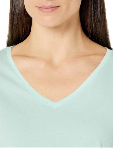 Amazon Essentials Women's Classic-Fit 100% Cotton Short-Sleeve V-Neck T-Shirt (Available in Plus Size), Pack of 2 in Kuwait