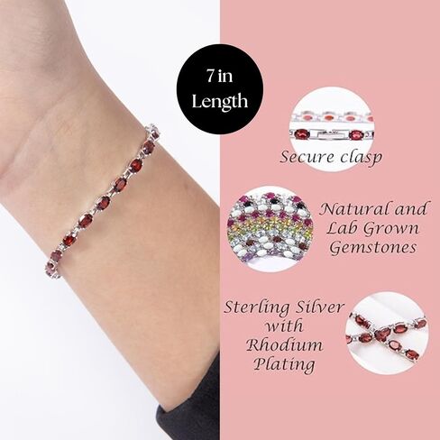 Silver Smile 925 Sterling Silver Gemstone Bracelets for Women and Girls|Attractive Tennis Bracelet in 7.25" Length with Secure Lock |Comes in a Suede Pouch in Saudi Arabia