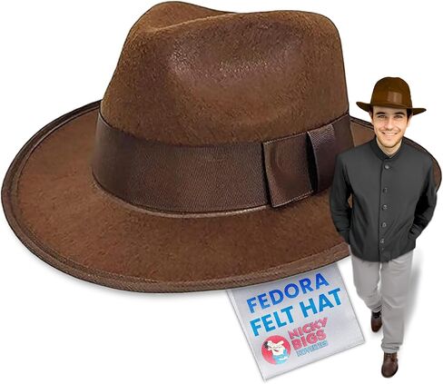Adult Brown Adventurer Fedora Hat - Mobster Felt Panama Hats - Gatsby Halloween Costume Accessory, Brown, One Size in Saudi Arabia