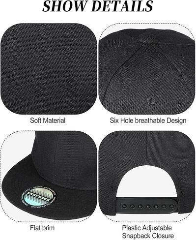 15 Pack Snapback Hats for Men Hip Hop Style Hats Solid Baseball Hats Adjustable Snapback Cap Flat Brim Baseball Caps in Saudi Arabia