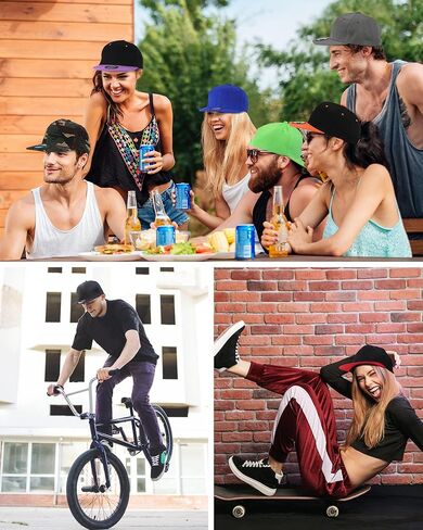 15 Pack Snapback Hats for Men Hip Hop Style Hats Solid Baseball Hats Adjustable Snapback Cap Flat Brim Baseball Caps in Saudi Arabia