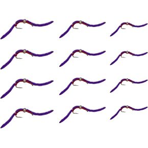 Feeder Creek Fly Fishing Assortment - Bead Head Pink San Juan Worm - 3 Size Variety in Size 10, 12, and 14-4 of Each Size - Great for Trout, Bass, Salmon and All Freshwater Fish in Kuwait