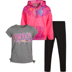 مجموعة السراويل الضيقة للفتيات من dELiA*s - سترة واقية من الرياح مكونة من 3 قطع، وتي شيرت، وبنطلون ضيق (7-16) in Kuwait