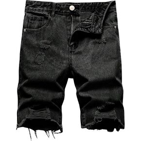 GORGLITTER Men's Ripped Denim Shorts Distressed Raw Hem Jean Shorts in Saudi Arabia