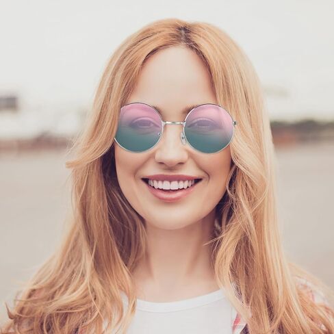 كانايو 50 زوجًا من النظارات الشمسية الدائرية هيبي بعدسات دائرية ملونة بنمط ريترو 60s والسبعينيات للنساء والرجال والنساء والديسكو رائعة للحفلات in Saudi Arabia