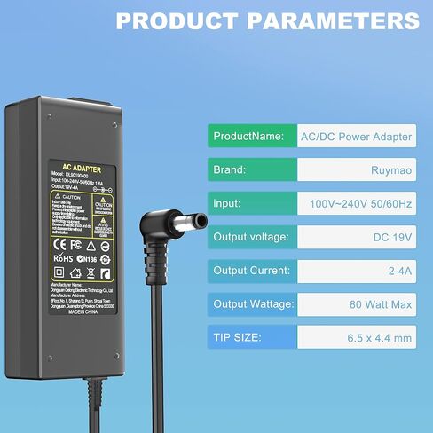 شاحن تلفزيون بتيار مستمر 19 فولت لجهاز ال جي الكترونيكس 19 انش 20 انش 22 انش 23 انش 24 انش 27 انش شاشة LED LCD عريضة HD 24M47H-P 24MP55HQ، سامسونج 32 انش J5205 J5003 H5000 UN33 2J400 0 UN32J4000AF in Kuwait