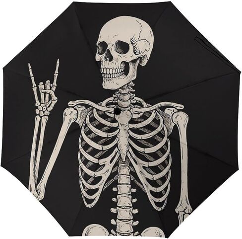Skull Travel Umbrella Rock And Roll Skeleton Bone Windproof Compact Automatic Open/Close Folding Rain Umbrellas Sugar Candy Skull Day of Dead Collapsible Auto Portable Umbrella for Women Girls Kids in Kuwait