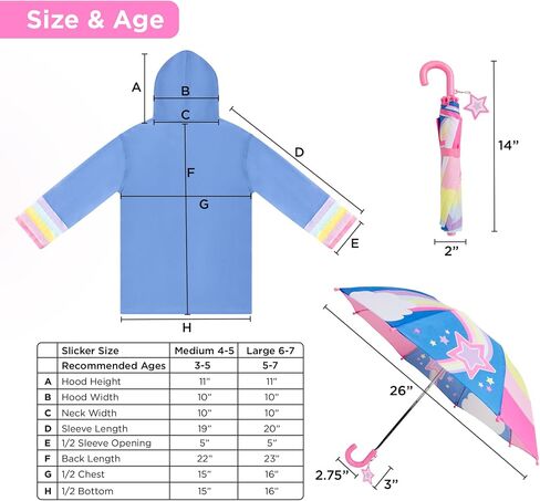 addie & tate Kids Umbrella & Rain Coats for Boys Shark Set - Toddler Umbrella for Kids and Raincoat for Boys in Fun Jacket Styles for 3-5 in Kuwait