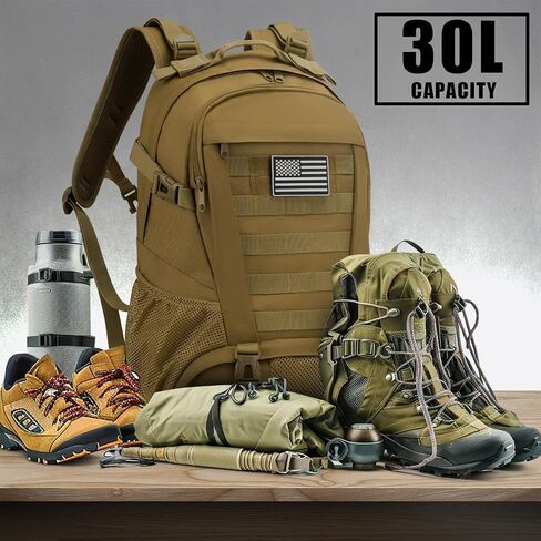 Jueachy Tactical Backpack for Men Hiking Day Pack Molle Military Rucksack Waterproof 30L EDC Bag with USA Flag Patch in Saudi Arabia