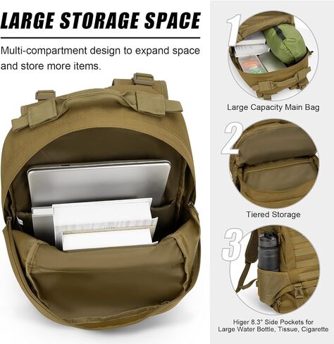 Jueachy Tactical Backpack for Men Hiking Day Pack Molle Military Rucksack Waterproof 30L EDC Bag with USA Flag Patch in Saudi Arabia