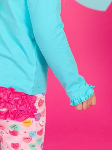 RuffleButts Baby/Toddler Girls Knit Ruffle Tee - Long Sleeve T-Shirt | 51% Cotton 49% Modal, Breathable Fabric, Athletic Fit, Layering Undershirt, Yoga Or Gym Wear, Machine Wash in Saudi Arabia