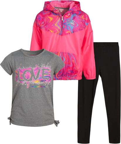 مجموعة السراويل الضيقة للفتيات من dELiA*s - سترة واقية من الرياح مكونة من 3 قطع، وتي شيرت، وبنطلون ضيق (7-16) in Kuwait