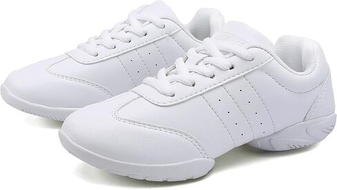 BAXINIER Girls White Cheerleading Dance Shoes Athletic Training Tennis Breathable Youth Competition Cheer Sneakers - White 2 Little Kid in Saudi Arabia