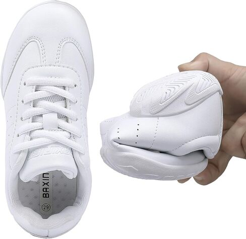 BAXINIER Girls White Cheerleading Dance Shoes Athletic Training Tennis Breathable Youth Competition Cheer Sneakers - White 2 Little Kid in Saudi Arabia