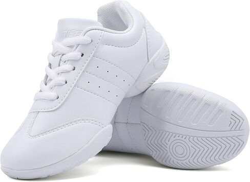 BAXINIER Girls White Cheerleading Dance Shoes Athletic Training Tennis Breathable Youth Competition Cheer Sneakers - White 2 Little Kid in Saudi Arabia