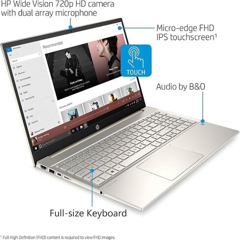 HP Pavilion 15.6 Inch FHD Touchscreen Business Laptop, Intel Core i5-1135G7, Windows 11 Pro, 16GB RAM, 1TB SSD, Backlit Keyboard, Fingerprint Reader, WiFi 6, HDMI, Lunar Gold, PCM in Saudi Arabia
