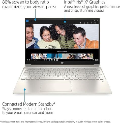HP Pavilion 15.6 Inch FHD Touchscreen Business Laptop, Intel Core i5-1135G7, Windows 11 Pro, 16GB RAM, 1TB SSD, Backlit Keyboard, Fingerprint Reader, WiFi 6, HDMI, Lunar Gold, PCM in Saudi Arabia