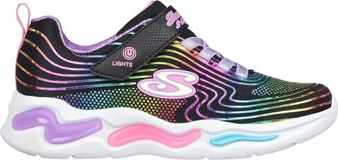 Skechers Kids Girls Wavy Beams Sneaker, Black/Multi, 11 Little Kid in Saudi Arabia