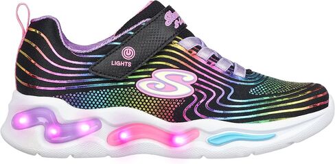 Skechers Kids Girls Wavy Beams Sneaker, Black/Multi, 11 Little Kid in Saudi Arabia