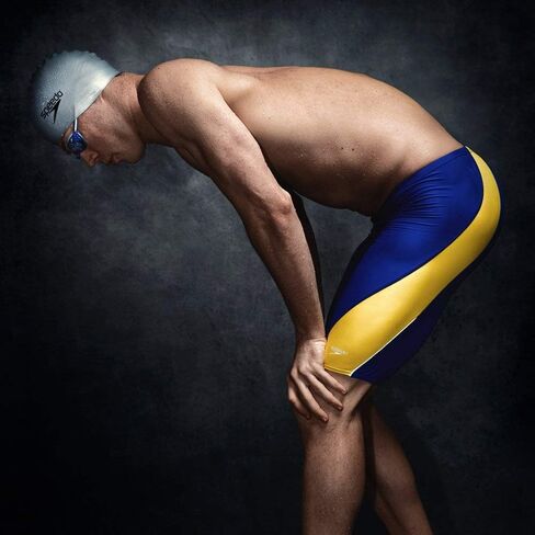 Speedo Men's Standard Swimsuit Jammer Endurance+ Splice Team Colors, Edge Black/Blue, 36 in Saudi Arabia