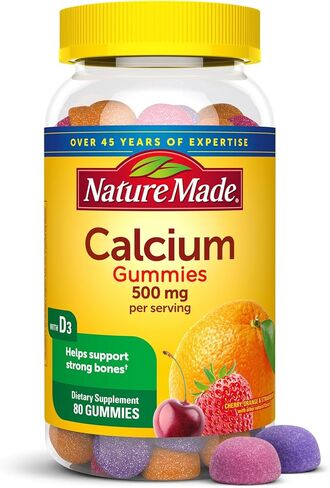 Nature Made Calcium Gummies 500 mg Per Serving with Vitamin D3, Dietary Supplement for Bone Support, 80 Gummies, 40 Day Supply in Saudi Arabia