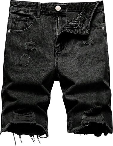 GORGLITTER Men's Ripped Denim Shorts Distressed Raw Hem Jean Shorts in Kuwait