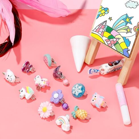 Hicdaw 25Pairs Kids Clip On Earrings Clip On Earrings for Girls Play Earrings for Party Favor Kids Princess Play Jewelry in Saudi Arabia