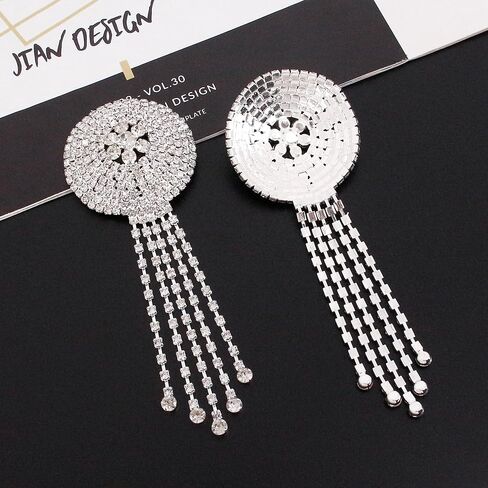 jascaela Women's Rhinestone Tassel Nipple Covers Reusable Adhesive Silicone Pasties Rave Breast Petals in Kuwait