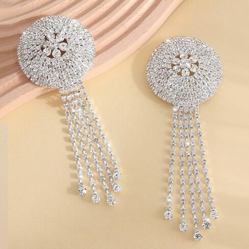 jascaela Women's Rhinestone Tassel Nipple Covers Reusable Adhesive Silicone Pasties Rave Breast Petals in Kuwait