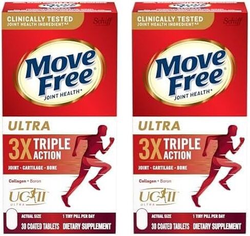 مكمل دعم المفاصل الثلاثي المفعول من Move Free - النوع الثاني من كولاجين البورون وحمض الهيالورونيك - يدعم راحة المفاصل والغضاريف والعظام في حبة واحدة صغيرة يوميًا، 30 قرصًا (30 حصة)* in Kuwait