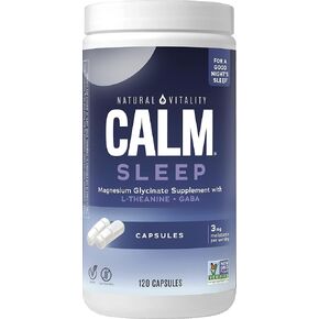Natural Vitality Calm Sleep Magnesium Supplement, Melatonin & Magnesium Citrate, Sleep Aid Capsules, Gluten Free, Vegan, Non-GMO, Helps The Body Ease Into Sleep, 120 Capsules in Kuwait