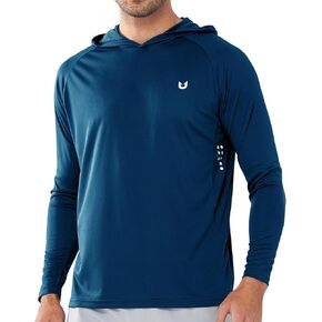 نورث يارد قميص بغطاء للرأس باكمام طويلة وعامل حماية من الاشعة فوق البنفسجية بعامل حماية من الاشعة فوق البنفسجية 50+ للرجال خفيف الوزن للمشي لمسافات طويلة والسباحة والجري in Kuwait