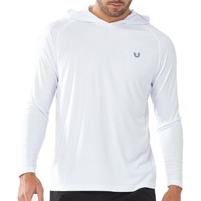 NORTHYARD Men's UPF 50+ UV Hoodie Rash Guard Long Sleeve Sun Protection Swim Shirts for Hiking Running White 3XL in Saudi Arabia