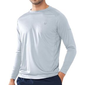 NORTHYARD Men's UPF 50+ Shirts UV Rash Guard Long Sleeve Sun Protection Swim Hoodie Shirt Lightweight for Hiking Running LIGHTGREY L in Saudi Arabia