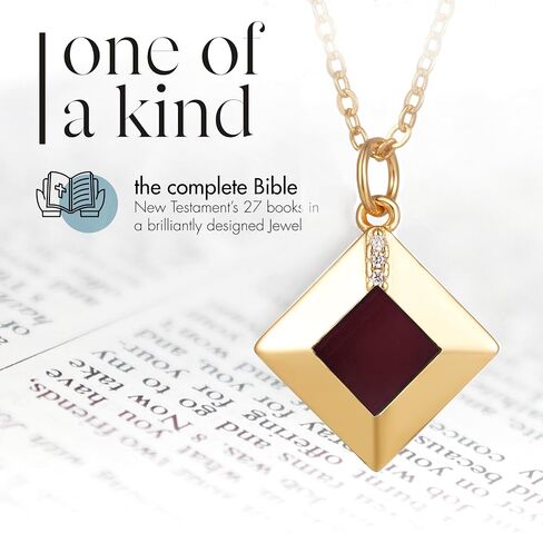 Sterling Silver Nano Bible Necklace: World's Smallest New Testament Pendant For Her - Engraved with 27 Books Using Nano Technology. A Unique, Elegant and creative Gift for Women and Girls - Religious Jewelry Gifts in Saudi Arabia
