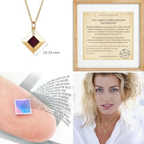 Sterling Silver Nano Bible Necklace: World's Smallest New Testament Pendant For Her - Engraved with 27 Books Using Nano Technology. A Unique, Elegant and creative Gift for Women and Girls - Religious Jewelry Gifts in Saudi Arabia
