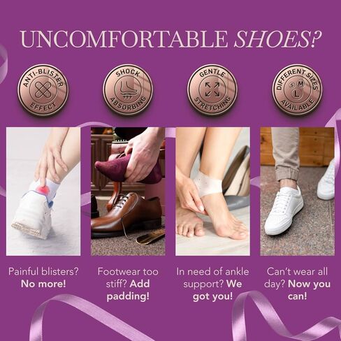 واقيات الكعب من السيليكون الفاخر من Ballotte (متوسط ​​- 4 عبوات) | وسادات جل للكعب/جوارب من السيليكون للنساء والرجال - لتخفيف آلام الكعب المتشقق | أكواب/وسائد للكعب للوقاية من البثور لعلاج التهاب اللفافة الأخمصية in Kuwait