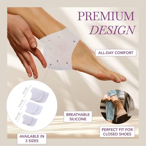 واقيات الكعب من السيليكون الفاخر من Ballotte (متوسط ​​- 4 عبوات) | وسادات جل للكعب/جوارب من السيليكون للنساء والرجال - لتخفيف آلام الكعب المتشقق | أكواب/وسائد للكعب للوقاية من البثور لعلاج التهاب اللفافة الأخمصية in Kuwait