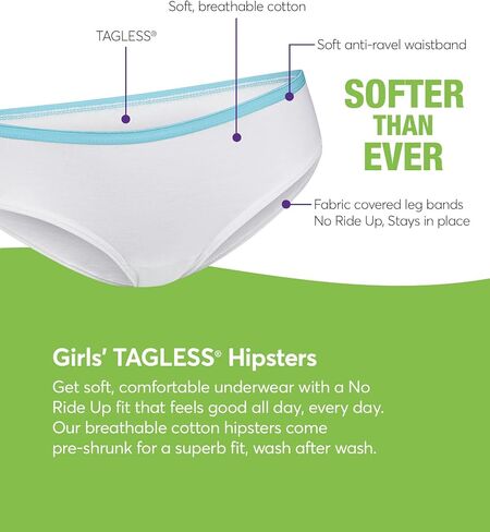 Hanes Girls' and Toddler Assorted Briefs, Hipster-Assorted-10 Pack, 4T in Saudi Arabia