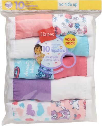 Hanes Girls' and Toddler Assorted Briefs, Hipster-Assorted-10 Pack, 4T in Saudi Arabia